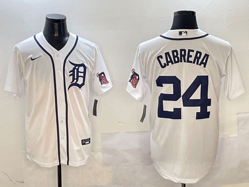 Men Detroit Tigers #24 Cabrera White Game 2025 Nike MLB Jersey style 1
